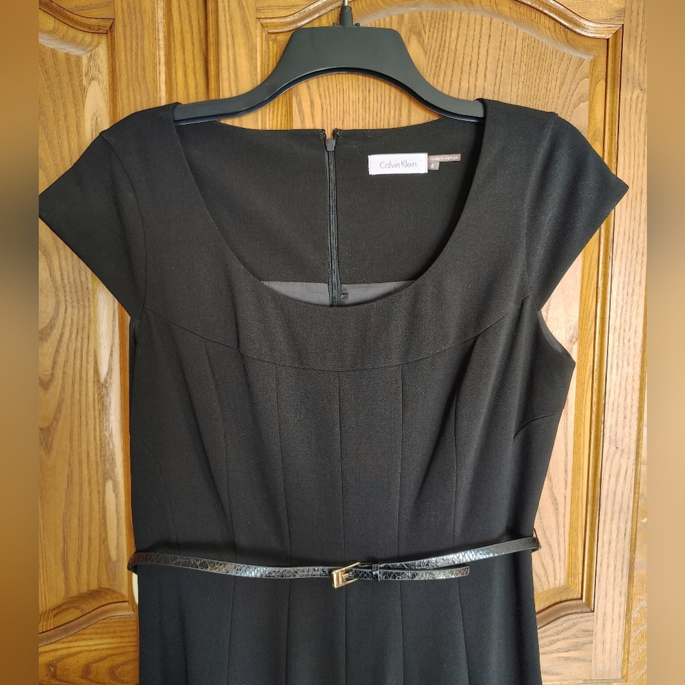 Calvin Klein Black Midi Dress with Belt - Picture 5 of 5